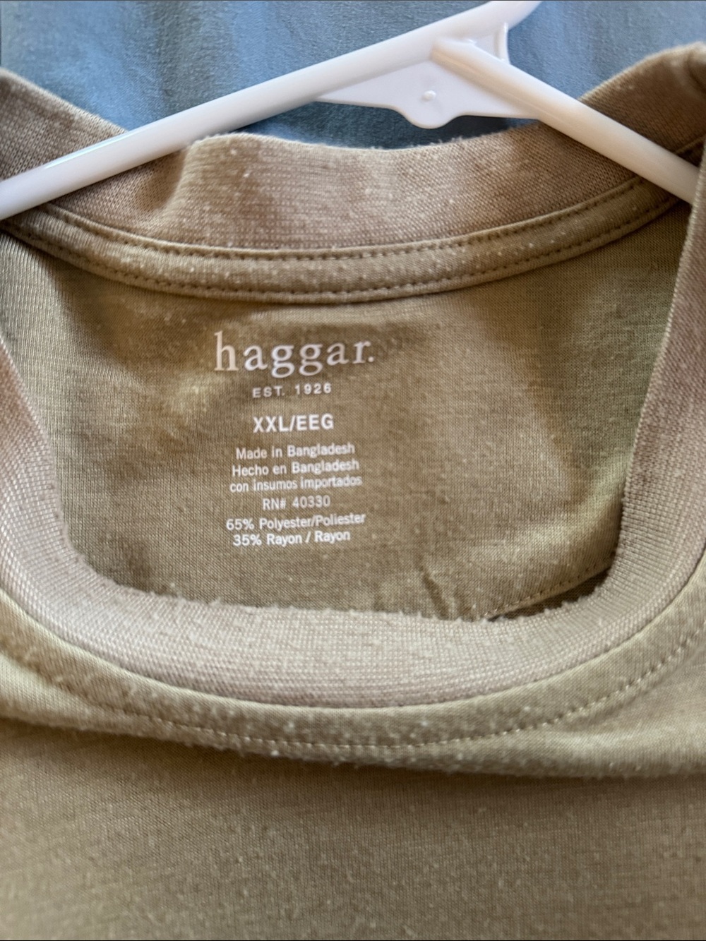 Haggar Short Sleeve Crew Tee — Olive - Picture 2 of 3